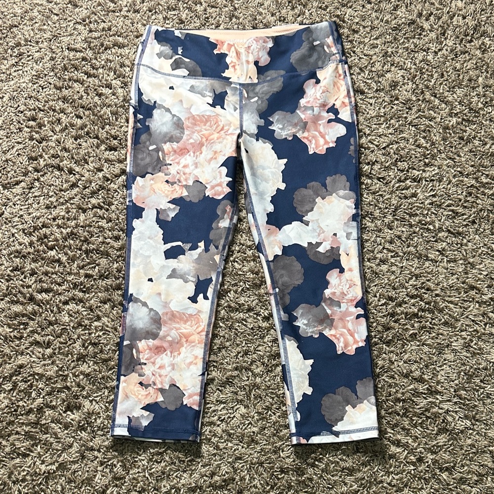 Marika Sport women’s Leggings with Floral Design in Blue and Pink size 8-10